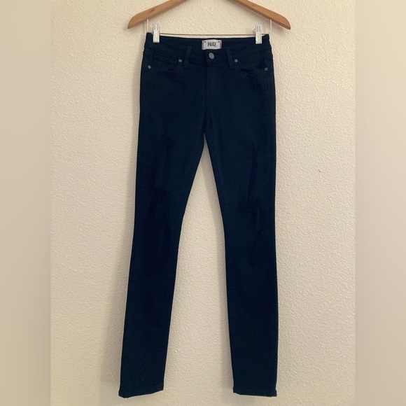 Paige Black Verdugo Ultra Skinny Distressed Low Rise Jeans Size 25 - Picture 3 of 11